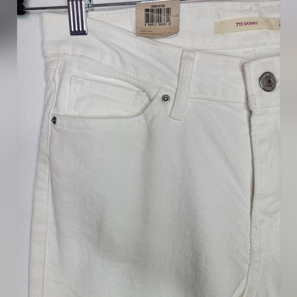 Levi's 711 Skinny Women's Jeans Denim White Sz Waist 28 Length 30 Mid Rise Slim - Picture 6 of 12
